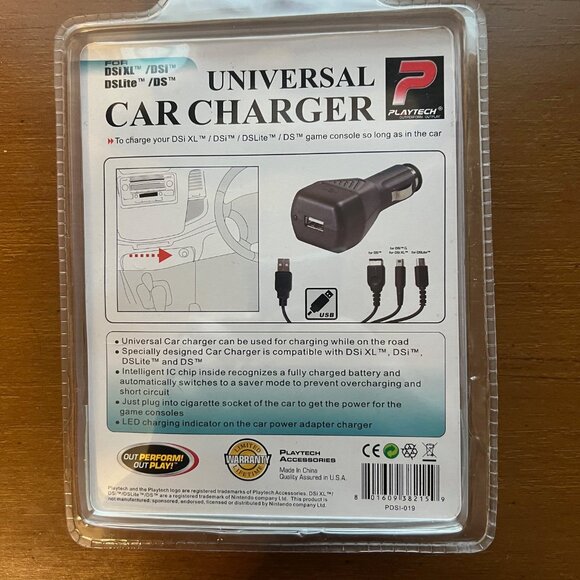 Nintendo DSi Car Adapter/Charger KIT PLAYTECH BRAND BRAND NEW IN PACKAGE - Picture 2 of 3